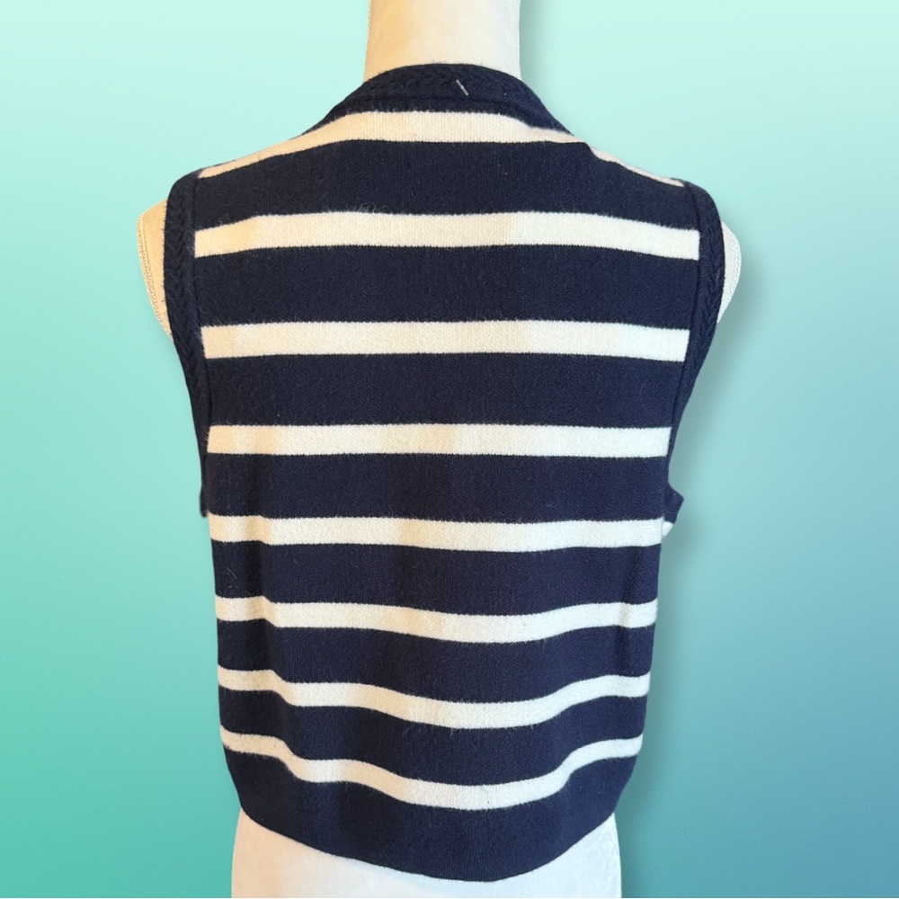 Striped Navy & White Button-Front Knit Vest by Scotch & Soda Amsterdam, NEW - Picture 3 of 4